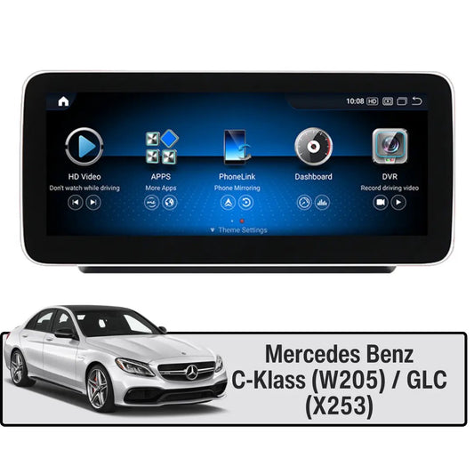 Multimedia Touchskärm för Mercedes C‑klass W205 / Mercedes‑Benz GLC X253 – 12,3″ | Trådlös CarPlay & Android Auto