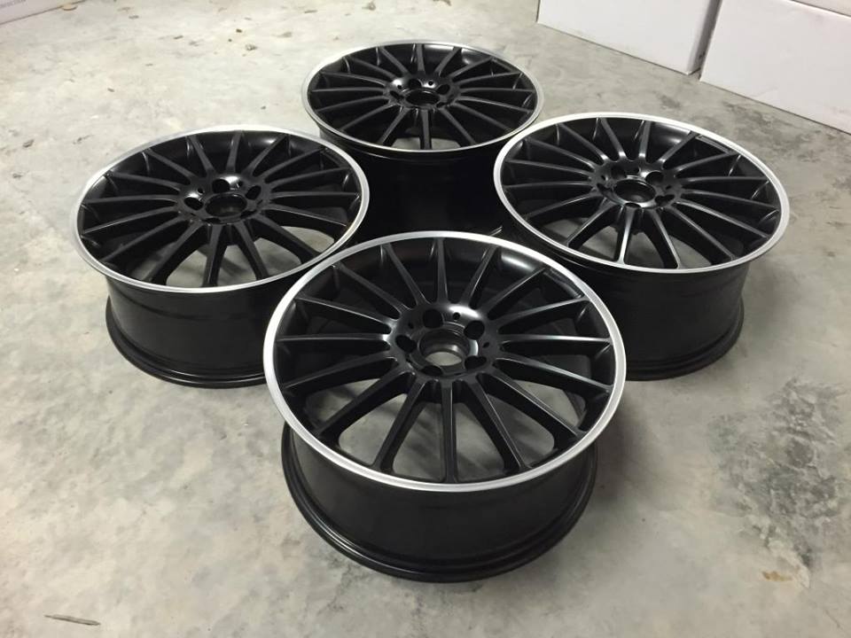19" Staggered C63 AMG Style Wheels - Matt Black / Machined Lip - VW / Audi / Mercedes - 5x112