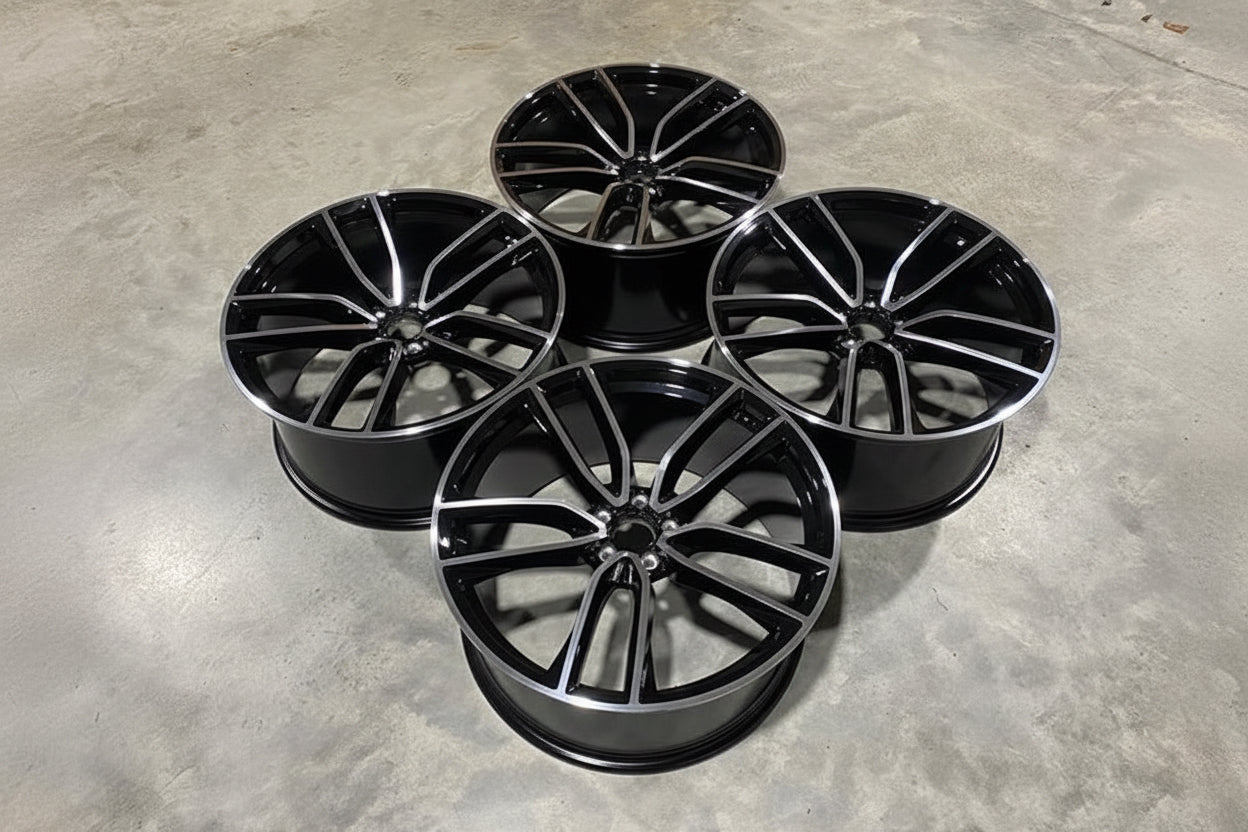 20" E53 Double Spoke Style Wheels - Gloss Black Machined - Image 4