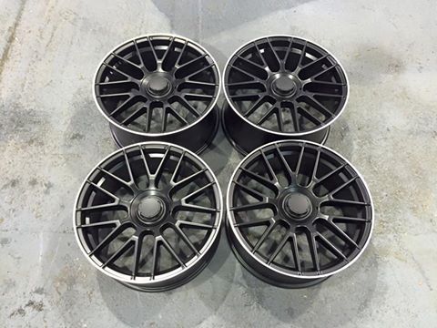 19" Staggered 2016 C63 AMG S Style Wheels - Satin Black / Machined Lip - VW / Audi / Mercedes - 5x112
