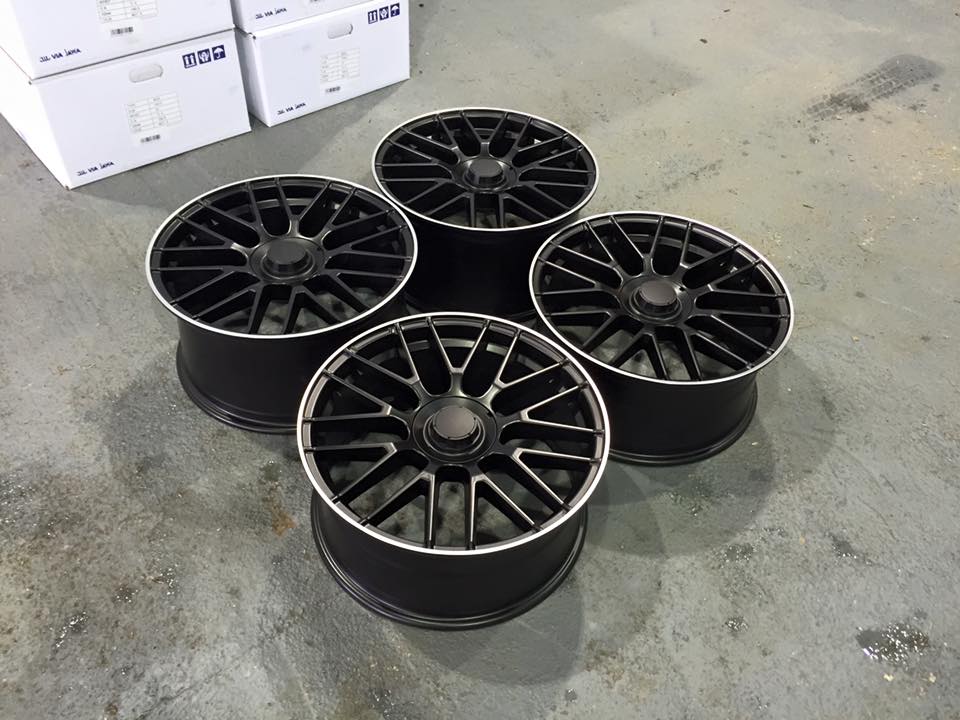 19" Staggered 2016 C63 AMG S Style Wheels - Satin Black / Machined Lip - VW / Audi / Mercedes - 5x112