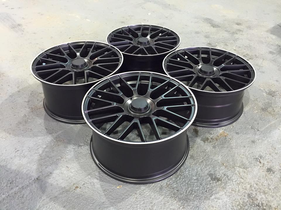 19" Staggered 2016 C63 AMG S Style Wheels - Satin Black / Machined Lip - VW / Audi / Mercedes - 5x112