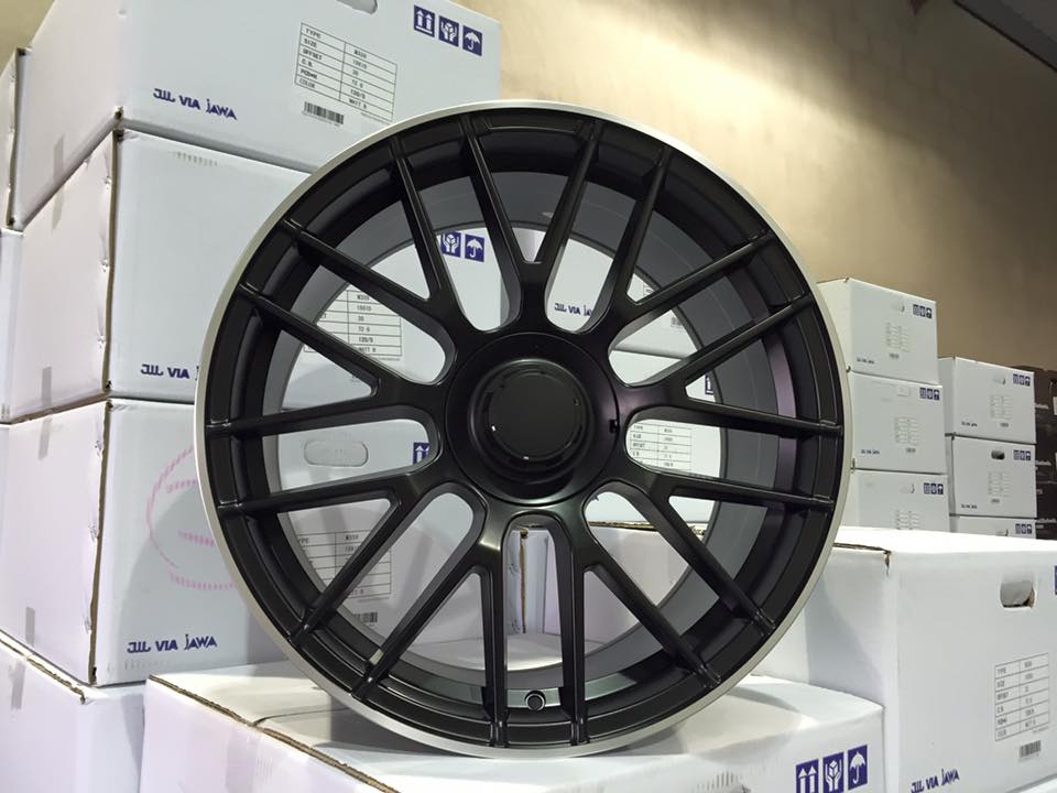 19" Staggered 2016 C63 AMG S Style Wheels - Satin Black / Machined Lip - VW / Audi / Mercedes - 5x112