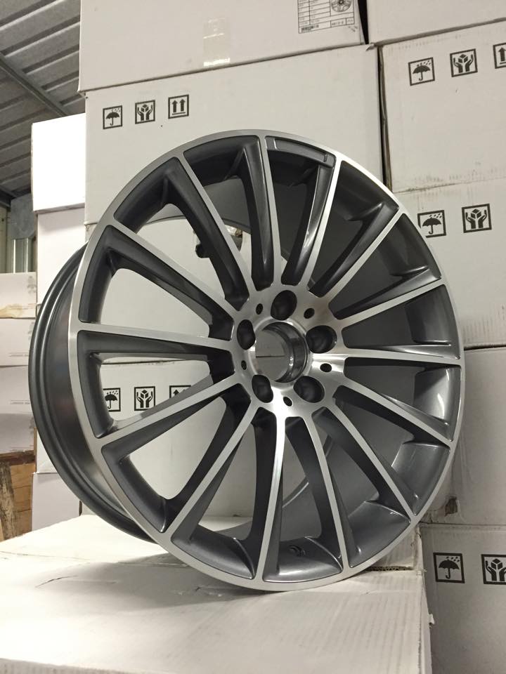 19" Staggered C Class AMG Twist Style Wheels - Gun Metal / Machined - VW / Audi / Mercedes - 5x112