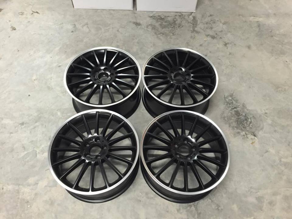 19" Staggered C63 AMG Style Wheels - Matt Black / Machined Lip - VW / Audi / Mercedes - 5x112