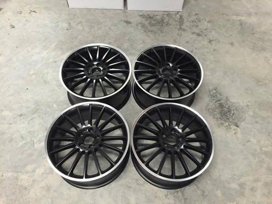 19" Staggered C63 AMG Style Wheels - Matt Black / Machined Lip - VW / Audi / Mercedes - 5x112