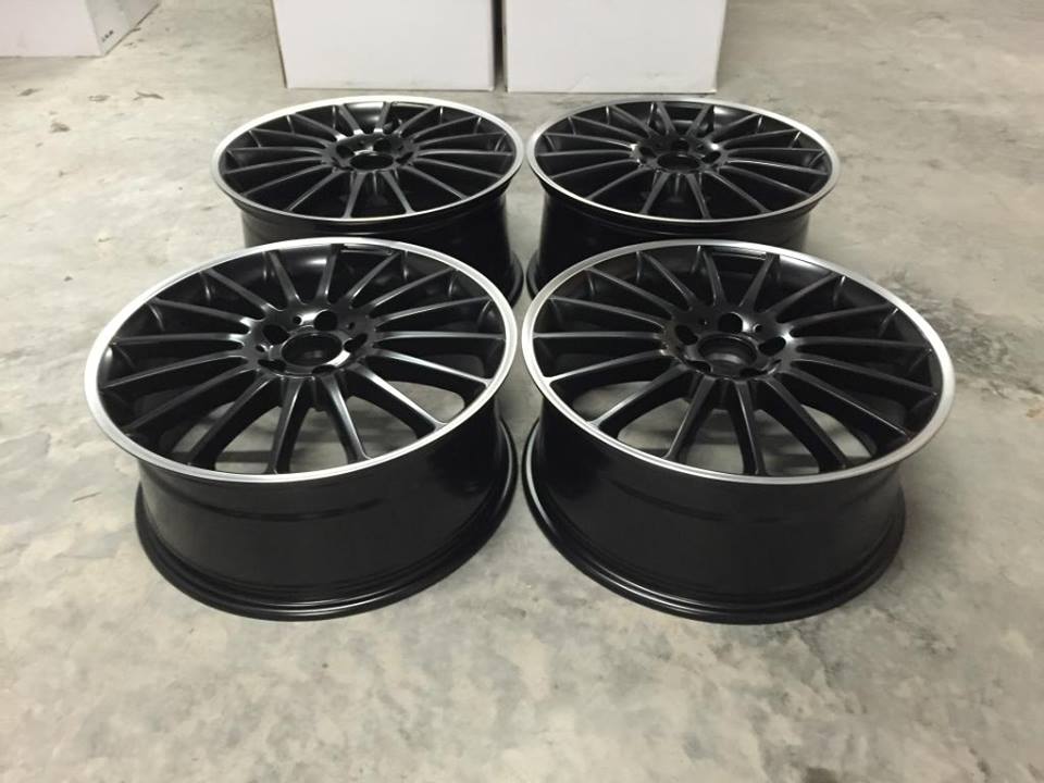 19" Staggered C63 AMG Style Wheels - Matt Black / Machined Lip - VW / Audi / Mercedes - 5x112