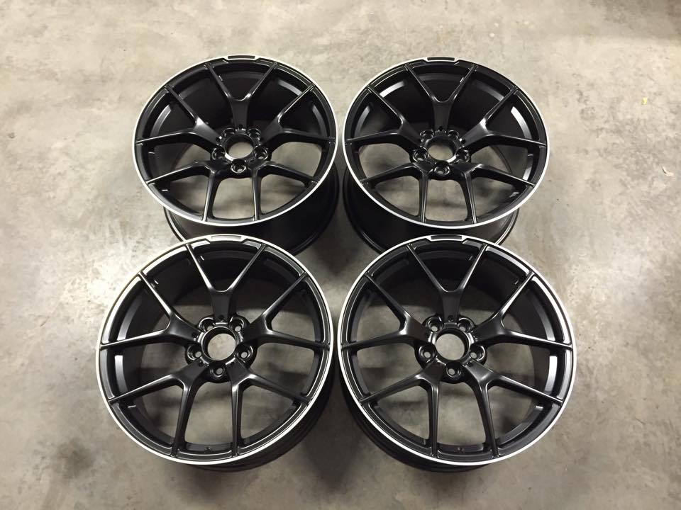 19" Staggered C63 AMG 507 Performance Style Wheels - Satin Black / Machined Lip - VW / Audi / Mercedes - 5x112