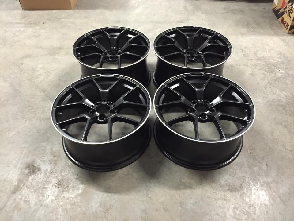 19" Staggered C63 AMG 507 Performance Style Wheels - Satin Black / Machined Lip - VW / Audi / Mercedes - 5x112