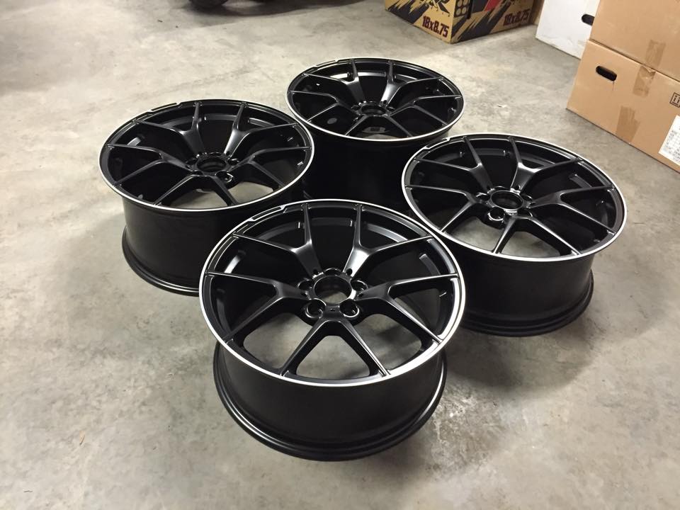 19" Staggered C63 AMG 507 Performance Style Wheels - Satin Black / Machined Lip - VW / Audi / Mercedes - 5x112
