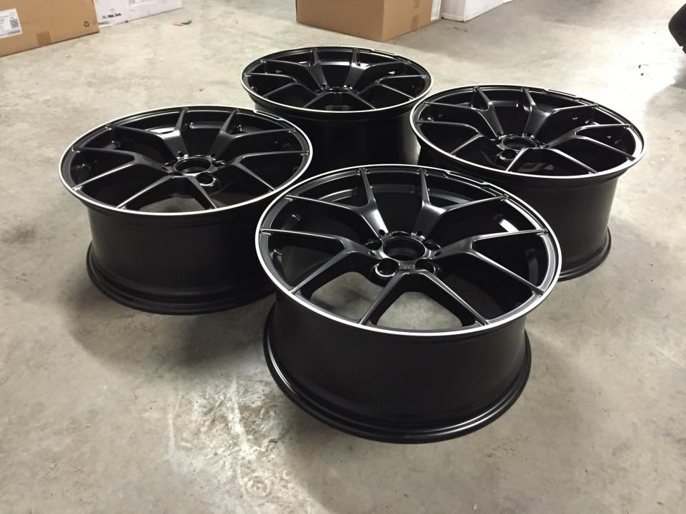 19" Staggered C63 AMG 507 Performance Style Wheels - Satin Black / Machined Lip - VW / Audi / Mercedes - 5x112