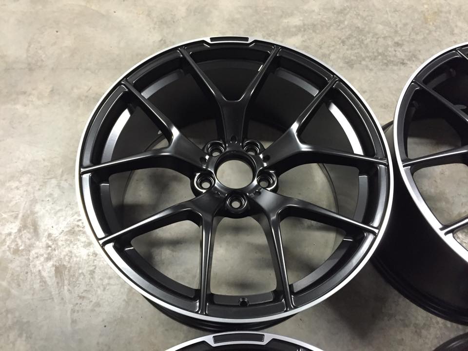 19" Staggered C63 AMG 507 Performance Style Wheels - Satin Black / Machined Lip - VW / Audi / Mercedes - 5x112