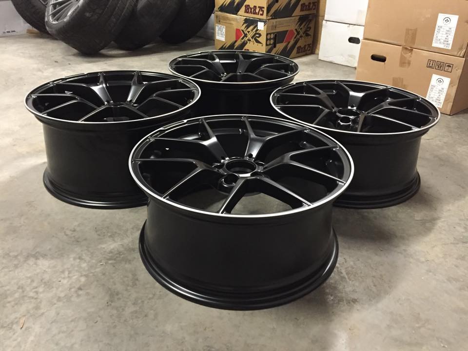 19" Staggered C63 AMG 507 Performance Style Wheels - Satin Black / Machined Lip - VW / Audi / Mercedes - 5x112